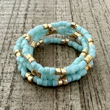 Load image into Gallery viewer, Sky Blue Seed Bead Ring Stack