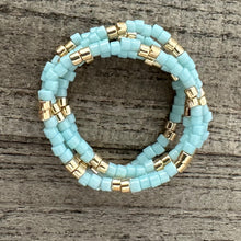 Load image into Gallery viewer, Sky Blue Seed Bead Ring Stack