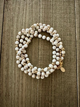 Load image into Gallery viewer, White Turquoise & Gold Knotted Wrap Bracelet