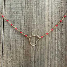 Load image into Gallery viewer, 14K Gold Filled Necklace with Red Enamel Beads and a Shimmery 14K Gold Filled Heart
