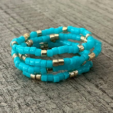 Load image into Gallery viewer, Turquoise Seed Bead Ring Stack