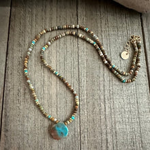 Load image into Gallery viewer, Jasper Stone Choker with a Sleeping Beauty Turquoise Stone Charm