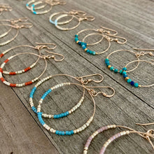 Load image into Gallery viewer, Large Colorful Beaded Wire Hoop Earrings
