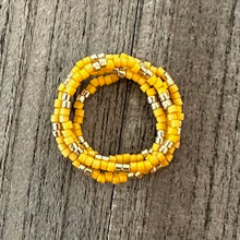 Load image into Gallery viewer, Yellow Seed Bead Ring Stack