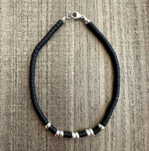 Load image into Gallery viewer, Shungite 3mm Tube Bracelet with Sterling Silver Rondels