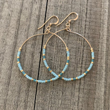 Load image into Gallery viewer, Large Colorful Beaded Wire Hoop Earrings