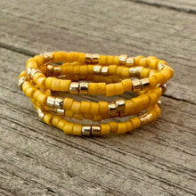 Load image into Gallery viewer, Yellow Seed Bead Ring Stack