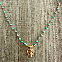 Load image into Gallery viewer, VARISCITE Knotted Necklace with a Gold Leaf Charm