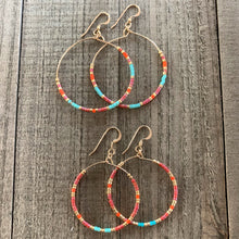 Load image into Gallery viewer, Large Colorful Beaded Wire Hoop Earrings