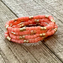 Load image into Gallery viewer, Salmon Seed Bead Ring Stack