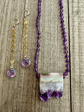 Load image into Gallery viewer, Knotted Amethyst Stone Necklace with a Beautiful Amethyst Stalactite Stone Charm