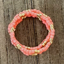 Load image into Gallery viewer, Salmon Seed Bead Ring Stack