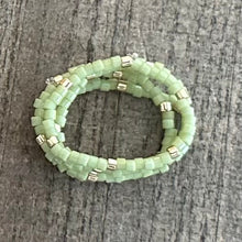 Load image into Gallery viewer, Sage Green Seed Bead Ring Stack