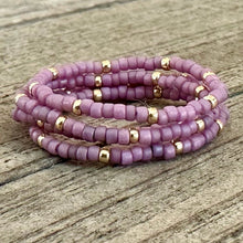 Load image into Gallery viewer, Lavendar Seed Bead Ring Stack