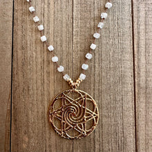 Load image into Gallery viewer, Moonstone Flower Spiral Necklace - Sacred Shimmer
