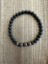 Load image into Gallery viewer, 6mm Shungite with a Touch of Sterling Silver