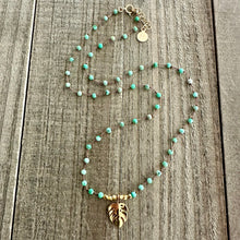 Load image into Gallery viewer, VARISCITE Knotted Necklace with a Gold Leaf Charm