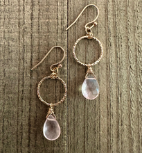 Load image into Gallery viewer, Rose Quartz 14k Gold Filled Hoop Earrings