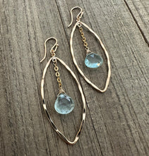 Load image into Gallery viewer, Aqua Blue Quartz Marquis Earrings 50mm