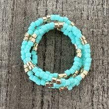 Load image into Gallery viewer, Teal Seed Bead Ring Stack