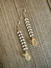 Load image into Gallery viewer, White Enamel Earrings with Lemon Quartz