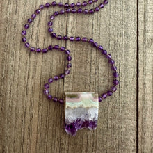 Load image into Gallery viewer, Knotted Amethyst Stone Necklace with a Beautiful Amethyst Stalactite Stone Charm