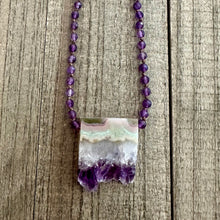 Load image into Gallery viewer, Knotted Amethyst Stone Necklace with a Beautiful Amethyst Stalactite Stone Charm