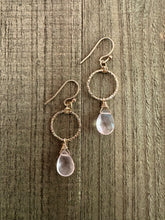 Load image into Gallery viewer, Rose Quartz 14k Gold Filled Hoop Earrings