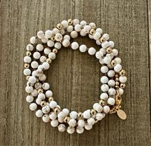 Load image into Gallery viewer, White Turquoise & Gold Knotted Wrap Bracelet