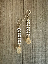 Load image into Gallery viewer, White Enamel Earrings with Lemon Quartz