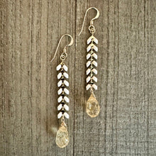 Load image into Gallery viewer, Fishbone Citrine Drop Earrings