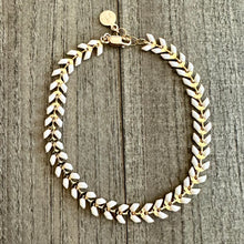 Load image into Gallery viewer, White Enamel & Gold Plated Bracelet