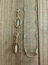 Load image into Gallery viewer, Blue Topaz Stone and 14k Gold Filled Necklace with Oval Pendant