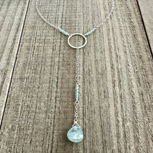 Load image into Gallery viewer, Aquamarine and Sterling Silver Lariat Necklace