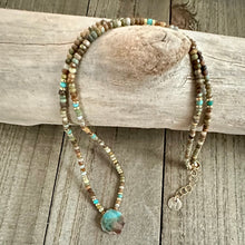 Load image into Gallery viewer, Jasper Stone Choker with a Sleeping Beauty Turquoise Stone Charm