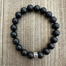 Load image into Gallery viewer, Shungite 10mm Men’s Bracelet with a Single Southwest Sterling Bead