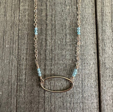 Load image into Gallery viewer, Blue Topaz Stone and 14k Gold Filled Necklace with Oval Pendant