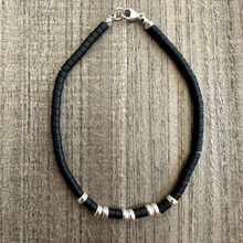 Load image into Gallery viewer, Shungite 3mm Tube Bracelet with Sterling Silver Rondels