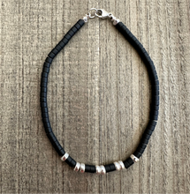 Load image into Gallery viewer, Shungite 3mm Tube Bracelet with Sterling Silver Rondels