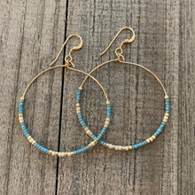 Load image into Gallery viewer, Large Colorful Beaded Wire Hoop Earrings