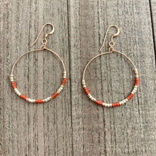 Load image into Gallery viewer, Large Colorful Beaded Wire Hoop Earrings