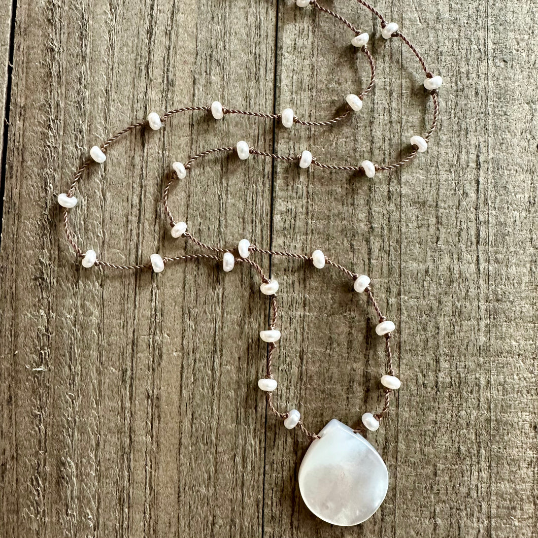 Fresh Water Pear Knotted Necklace