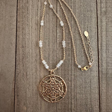 Load image into Gallery viewer, Moonstone Metatron Cube Necklace - Sacred Shimmer
