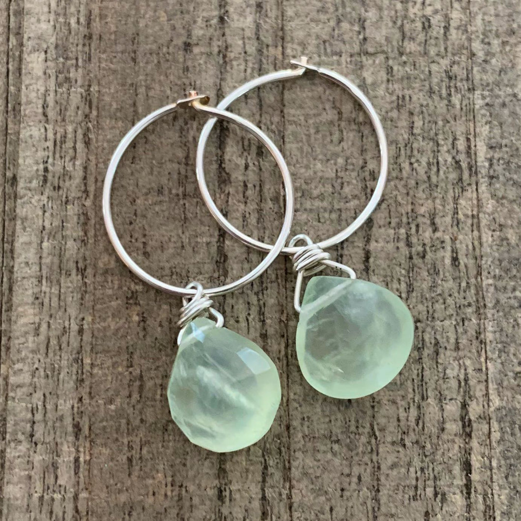 Sterling Silver Prehnite Stone Earrings