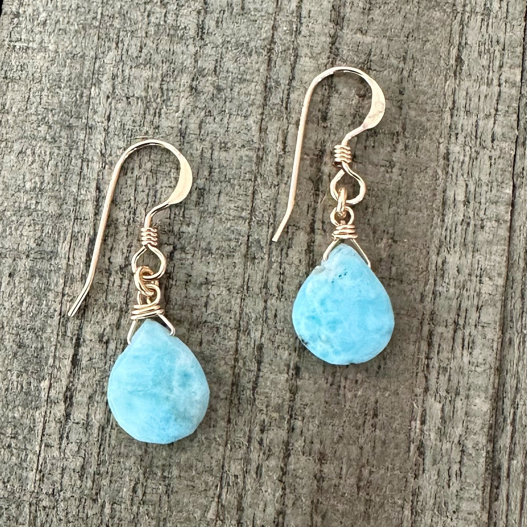 Larimar Briolette Stone Earrings