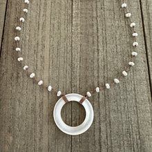 Load image into Gallery viewer, Fresh Water Pearl Knotted Necklace with a Beautiful Circle Shaped Fresh Water Pearl Pendant
