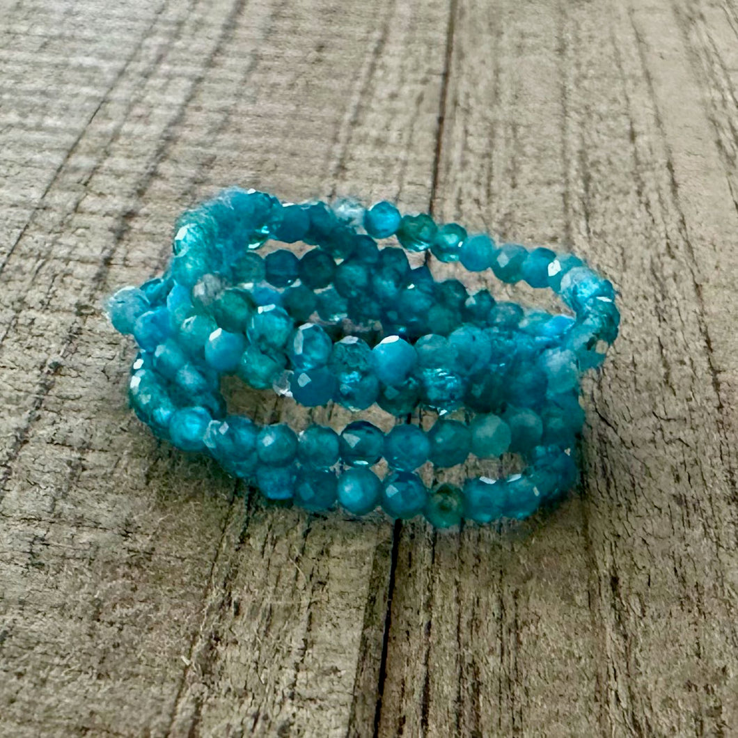 Blue Apatite Four Strand Ring Set