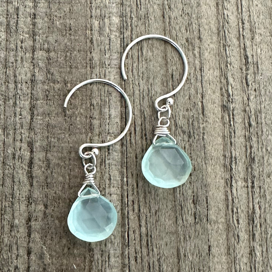 Chalcedony Stone Briolette's on Sterling Silver Ear Wires