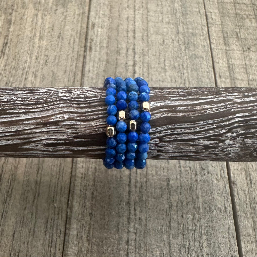Lapis Ring Stack with 14k Gold Filled Accents