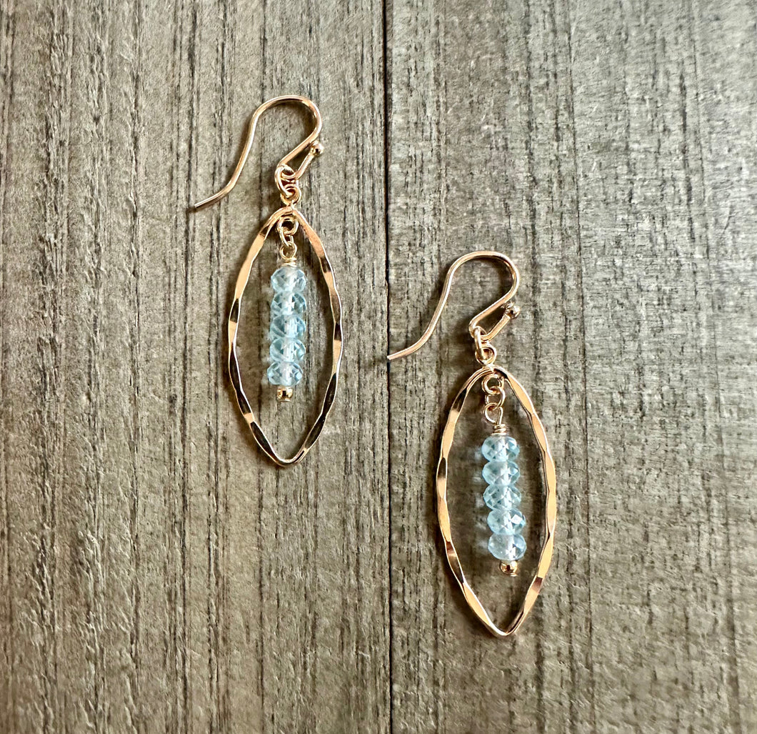 Blue Topaz Marquis Earrings 30mm